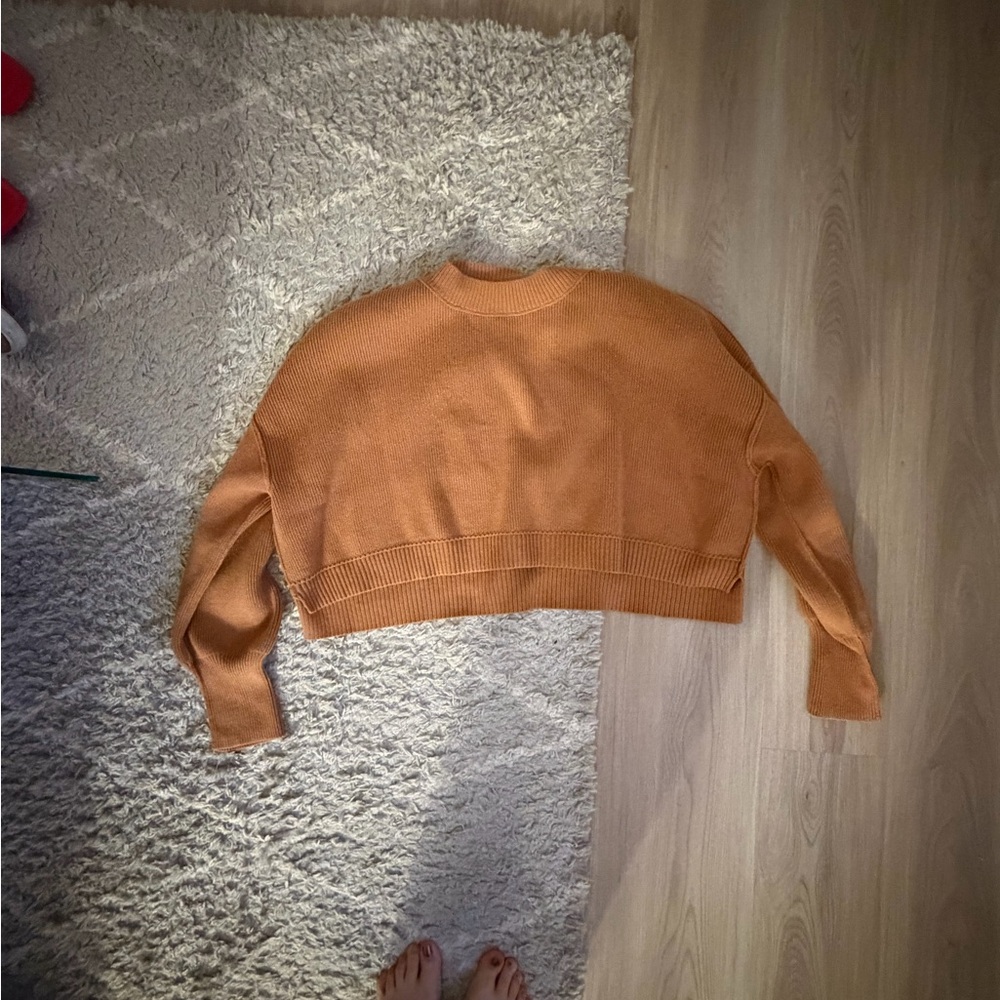 Free People Orange Crew Neck Sweater